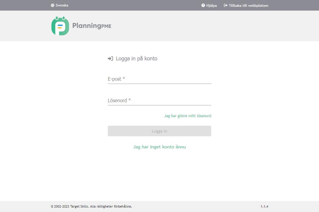 tkomst till PlanningPME-kontot