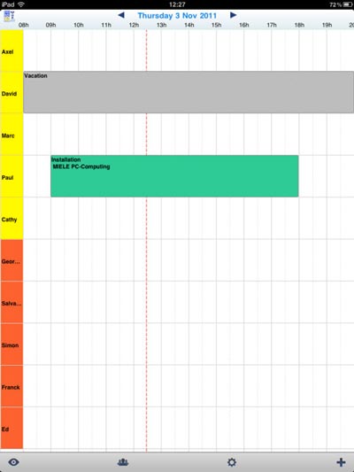 dagligt schema i PlanningPME Mobile